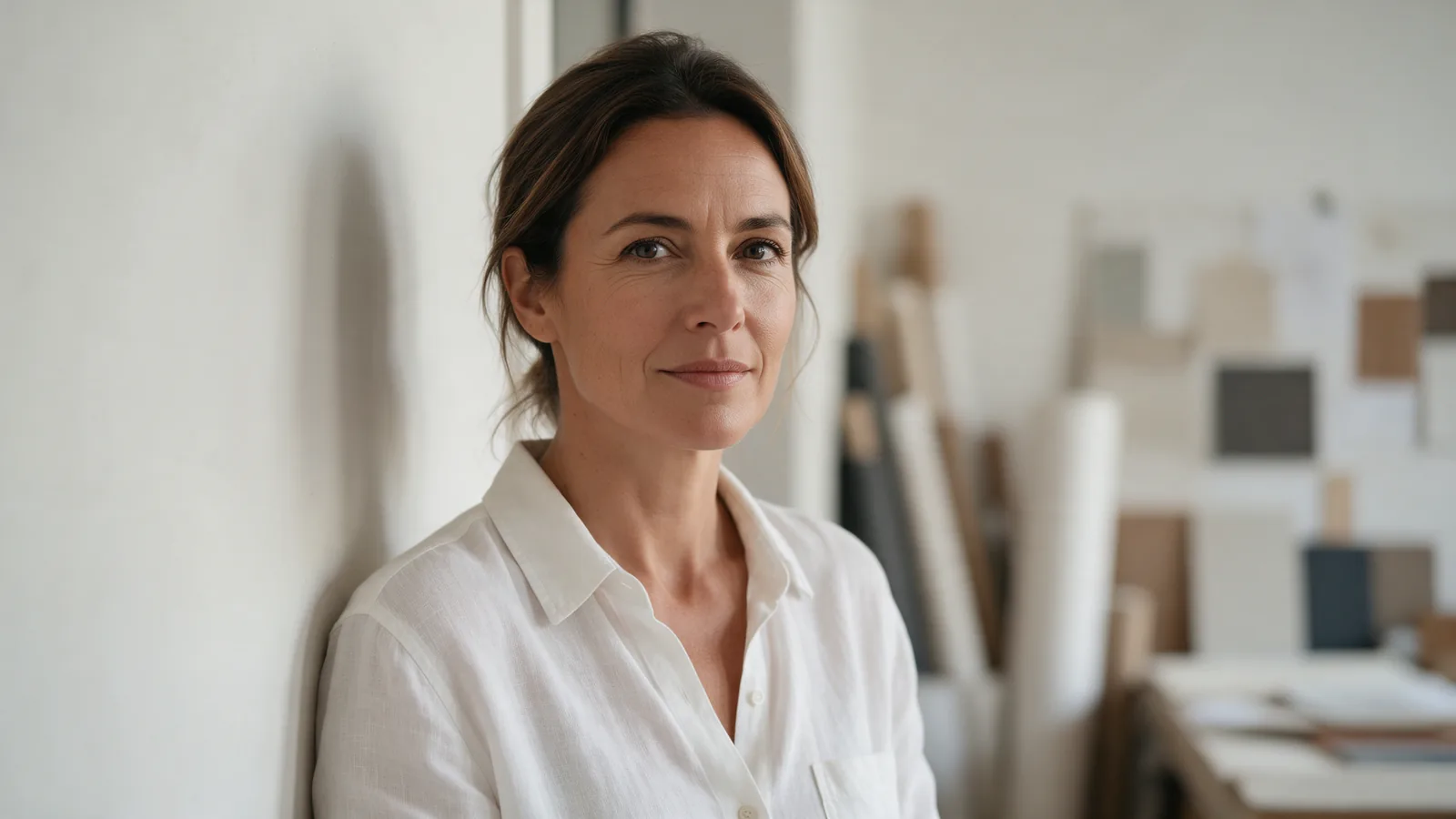 Claire Ferrand, architecte d'intérieur, dans son atelier
